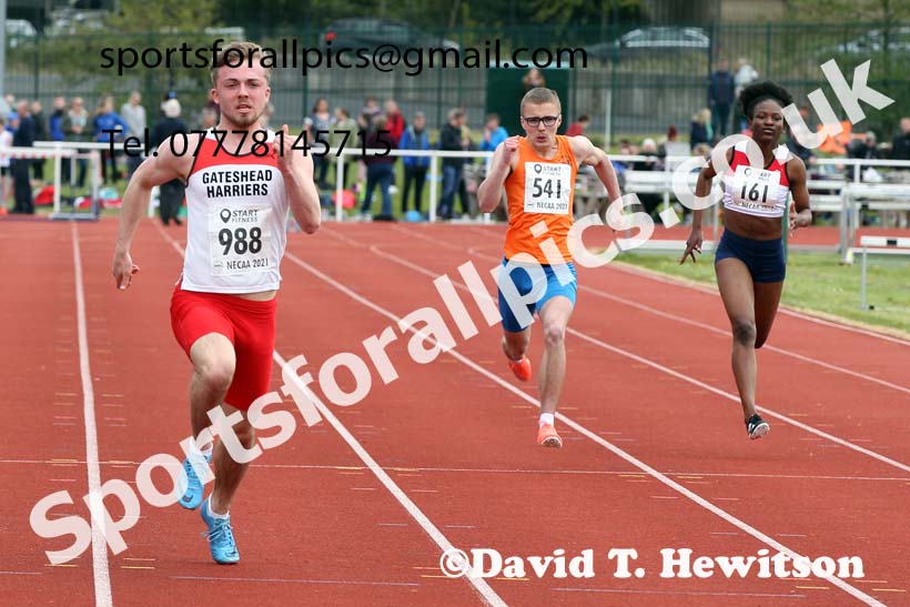 100 metres, 2021 NECAA Middlesbrough Open Meting, Sunday, May 9th. Photo: David T. Hewitson/Sports for All Pics